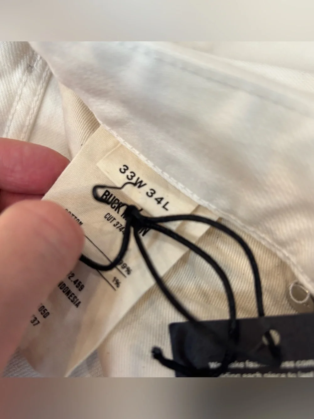 Buck Mason Men’s Ford Standard Fit Denim Jean Size 33x34 White New